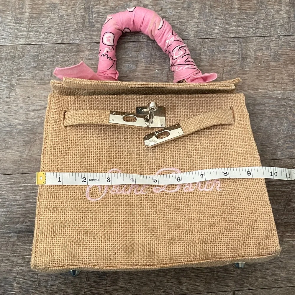 Luna Sarah by Mamour St Barth Burlap Handbag With Shoulder Strap Resortwear